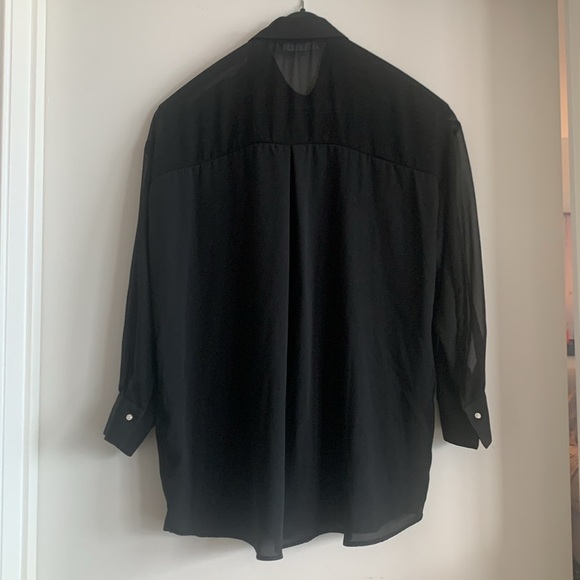 Zara black button down top with rhinestone buttons - Picture 3 of 7